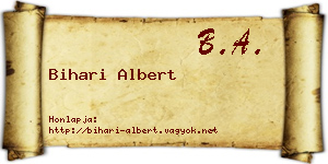 Bihari Albert névjegykártya